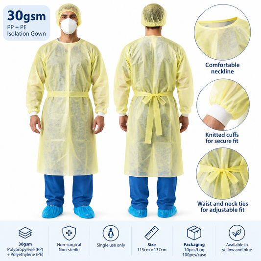 Disposable Isolation Gown 30gsm (AAMI Level 2)