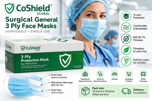 CoShield surgical general 3ply face masks
