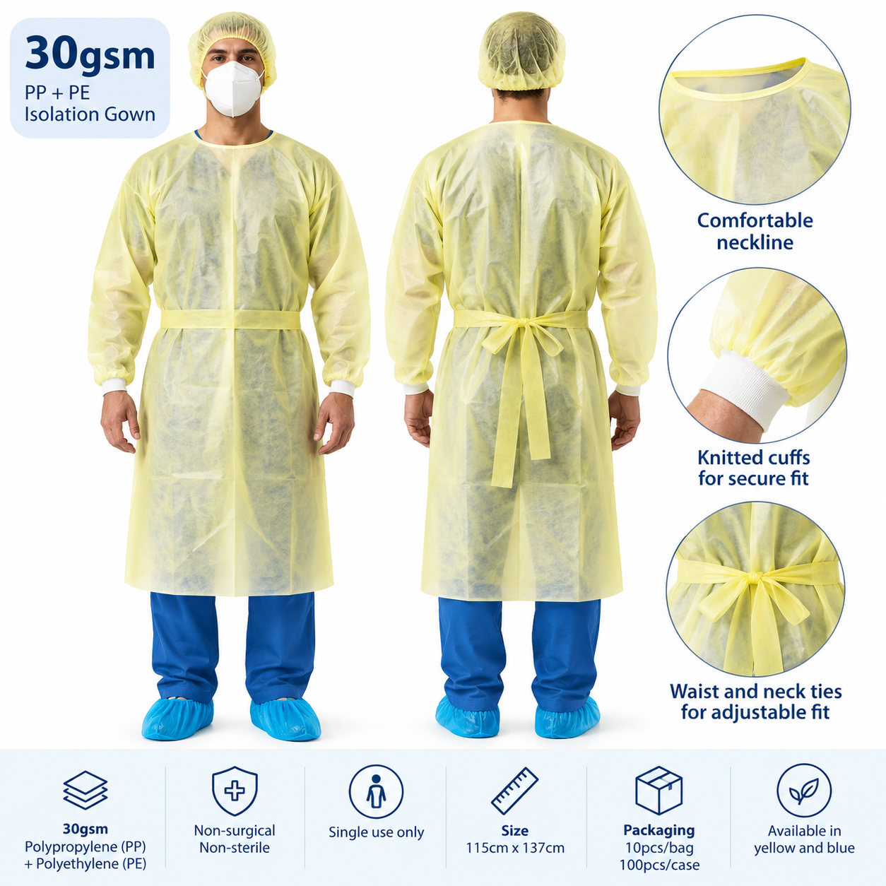 Disposable Isolation Gown 30gsm (AAMI Level 2)