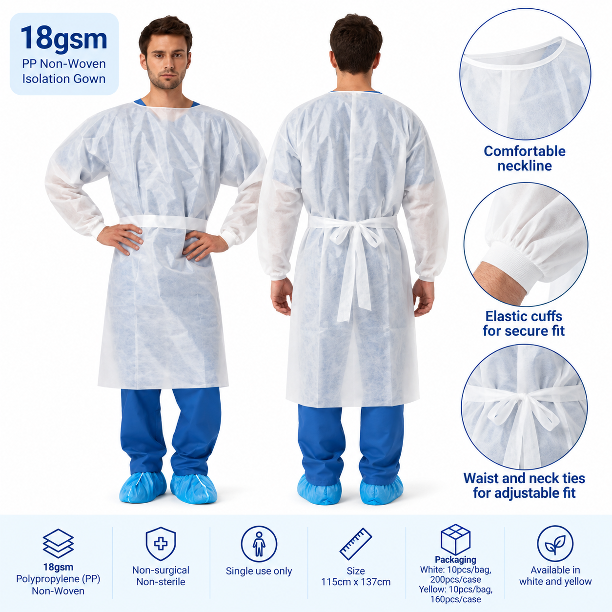 Disposable Isolation Gown 18gsm
