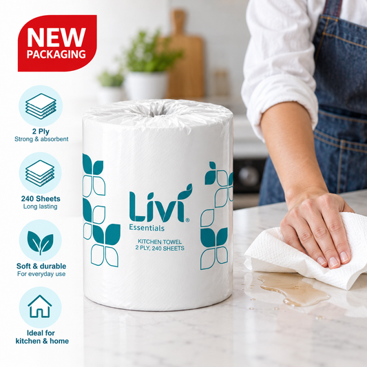 Livi Kitchen Roll Towel - 240 sheets (12 Rolls)