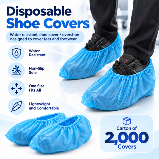 Disposable CPE Shoe Cover Blue - 2000pcs